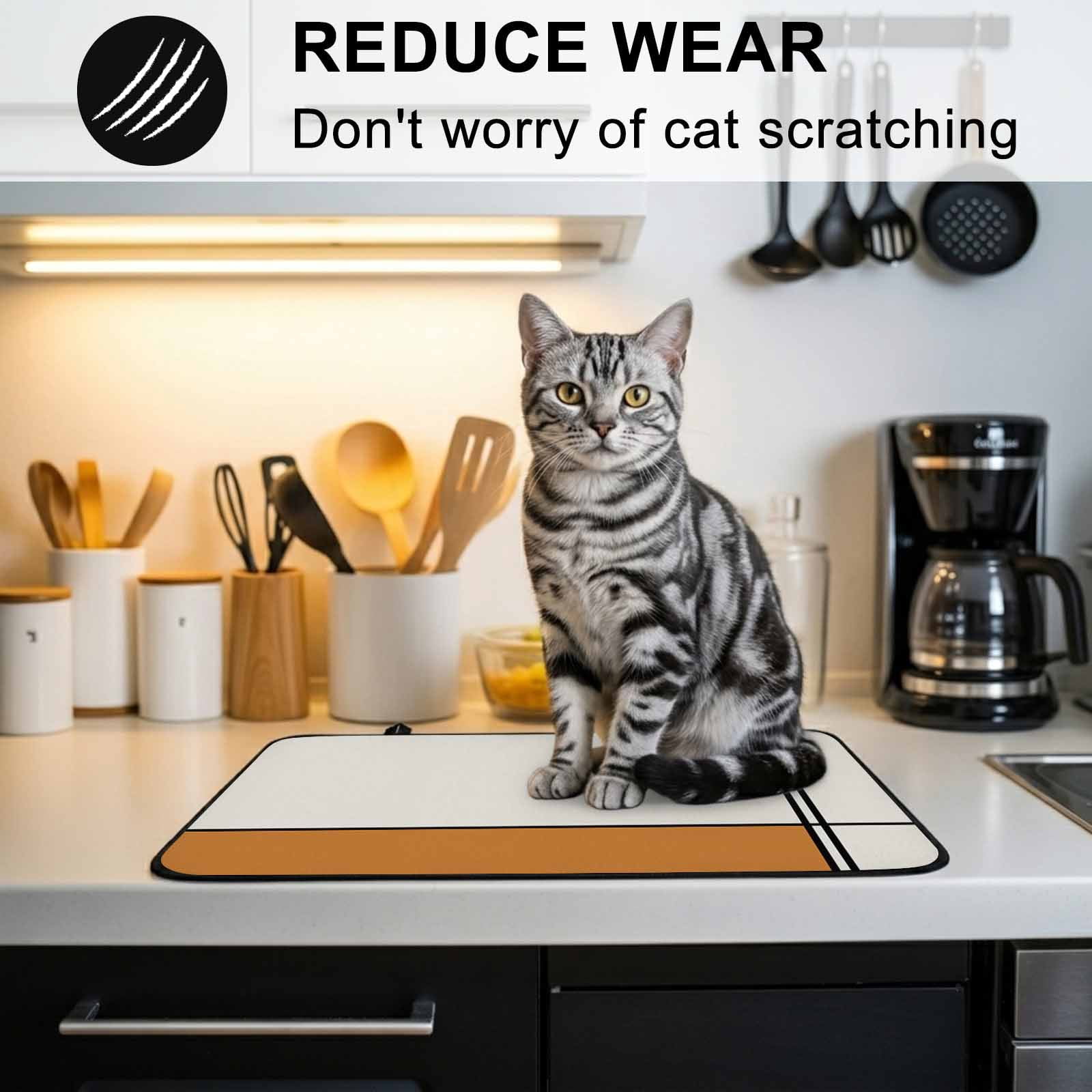 Orange, Stove Top Cover for Electric Stove, Heat-proof & Non Slip Glass Top Stove Cover Protector, Modern Abstract Geometric Patchwork Stripes Art Kitchen Flat Cooktop Rubber Mat 28.5x20.5 Inches