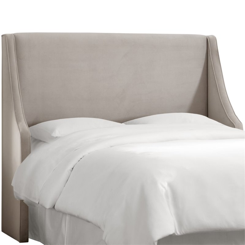 Skyline Furniture Upholstered King Headboard in Velvet Light Gray