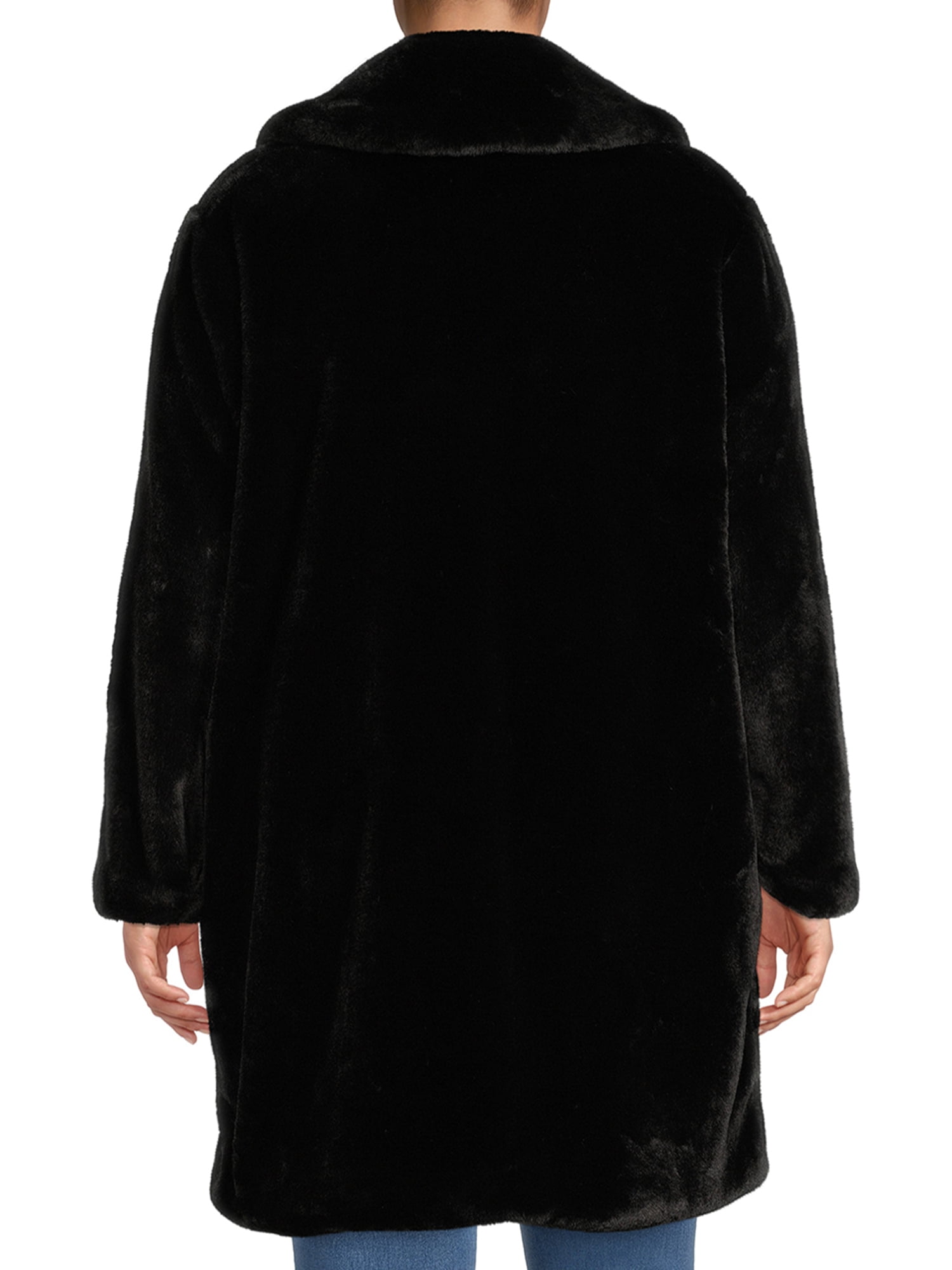 Time and Tru Women's and Plus Full Length Faux Fur Coat