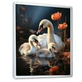 thumbnail image 2 of Designart "Tranquil Swan Family Scene" Animals Swans Floater Framed Wall Decor, 2 of 5
