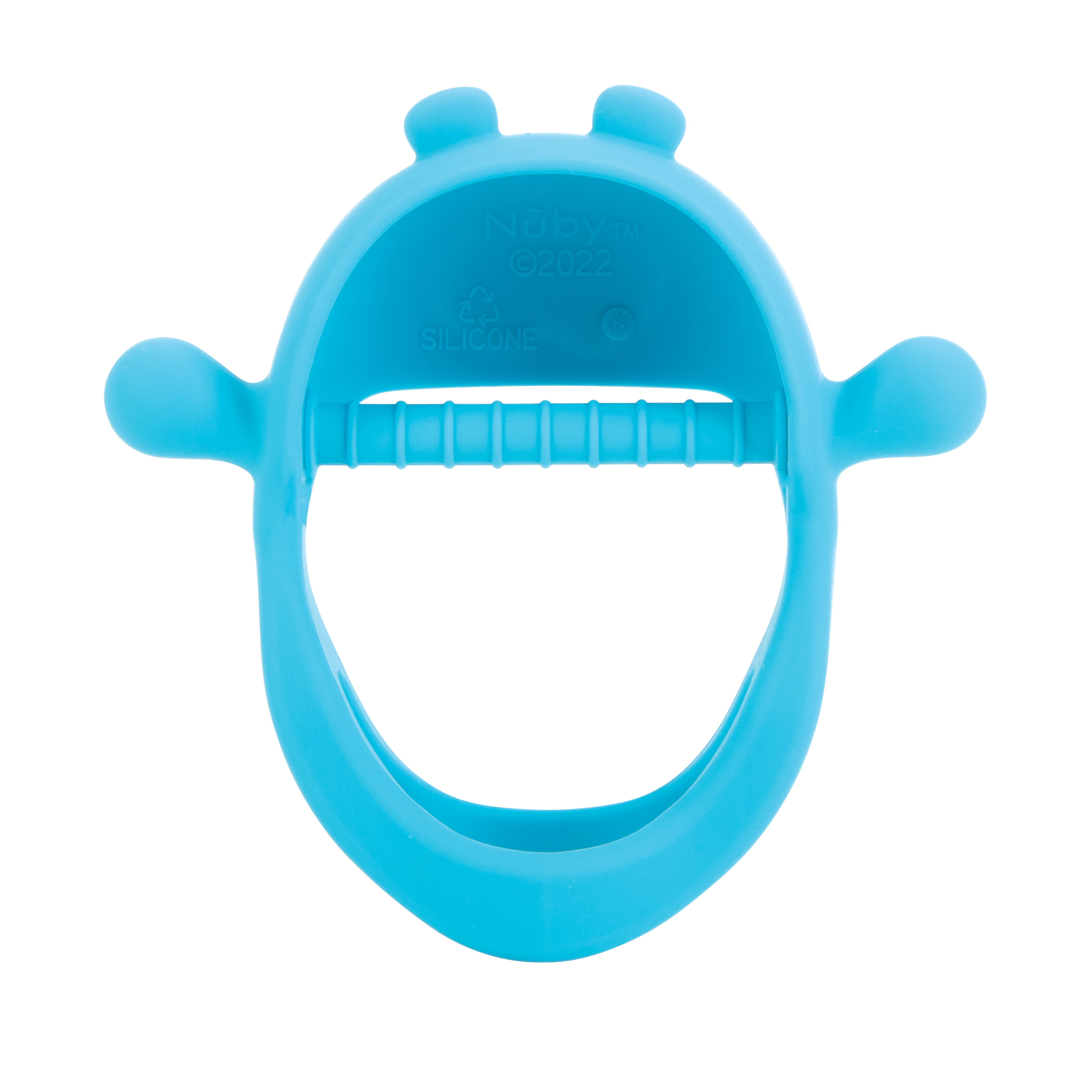 Nuby Mini Wrist Grip Silicone Teething Mitten for Babies, Hippo