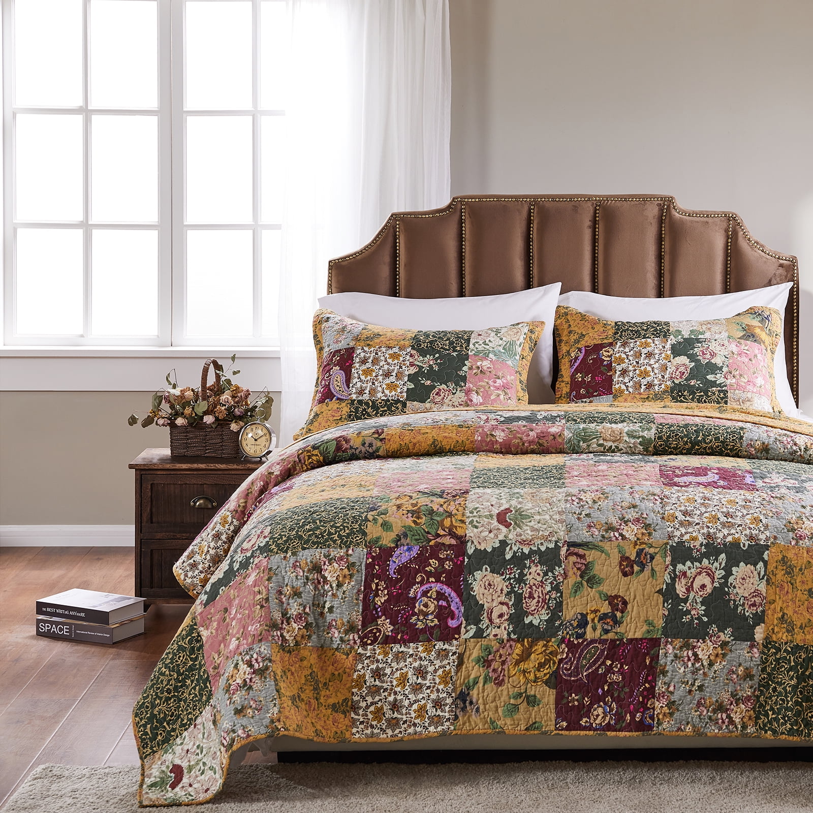 Greenland Home Fashions Antique Chic 100% Cotton Authentic Patchwork Quilt Set, 3-Piece King