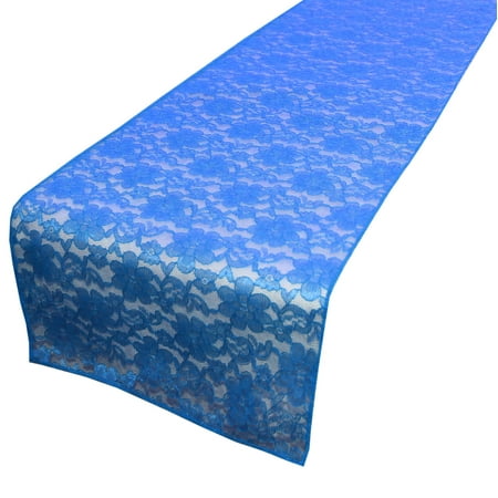 

Light Weight Floral Sheer Lace Table Runner / Wedding Table Top Décor (Pack of 8) Royal Blue