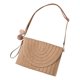 thumbnail image 1 of Bolso de hombro de paja para mujer, bolso cruzado con pompón tejido a mano, bolso tipo sobre de playa de verano, cartera XBTCLXEBCO diseño de bolso tipo sobre cuadrado, bandolera de piel texturizada, largo ajustable, 1 of 6