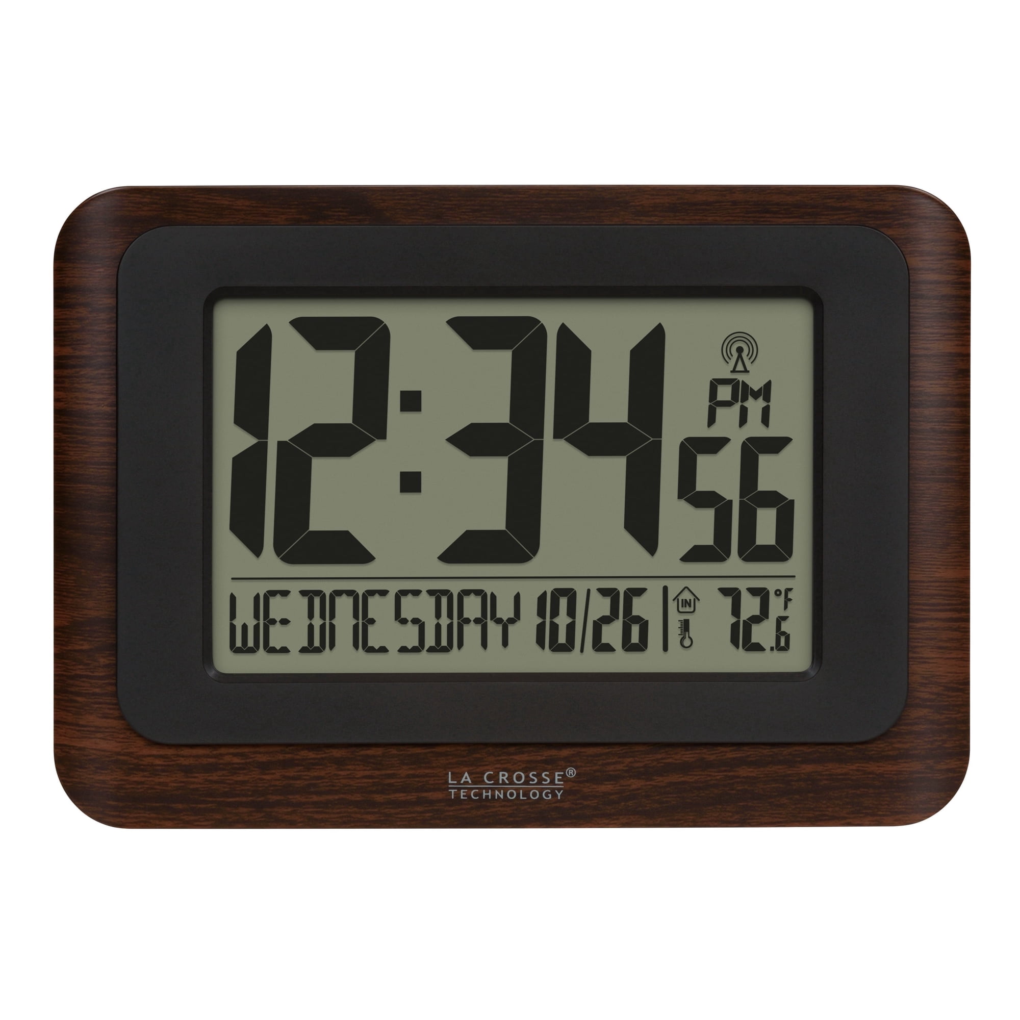 La Crosse Technology Digital Atomic Clock with Temperature - Walnut/Black, 513-17907-INT