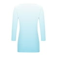 thumbnail image 6 of CYMMPU Women's Business Work Blouses Trendy Tunic Tops Casual Shirts Square Neck Basic Tees Summer Fall Gradient Color 3/4 Length Sleeve 2025 Clothes Light Blue XXXL, 6 of 7
