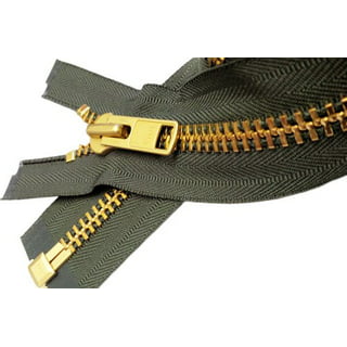 YKK - Extra Heavy Duty Jacket Zipper YKK #10 Brass- Metal Teeth Separating -Chaps Zippers for Crafter's Special Color Navy #560 Made in USA -Custom