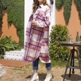 thumbnail image 5 of LWavelet Oversized Plaid Longline Shirt Jacket Women Stylish Fall Casual Lightweight Layered Outerwear Pink L, 5 of 6