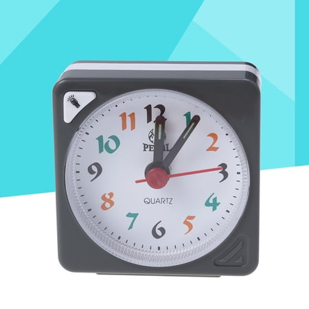 LOLIPPYY Portable Square Clock in Grey, Plastic and Quartz Design for Time Display, Mini Size Ideal for Tables and Travel