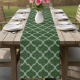 thumbnail image 4 of Dark Green Moroccan Table Runner 120 Inches, Middle Century Quatrefoil Plaid Art Bed Runner Dresser Scarves Tabletop for Indoor Outdoor Parties/Ceremony/Banquet, 13"x 120", 4 of 8