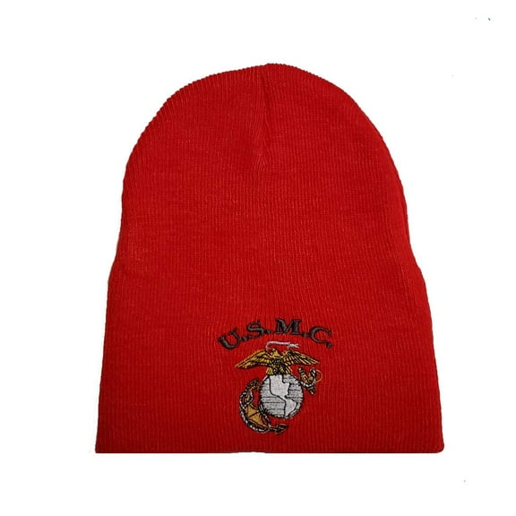 PPM Brands USMC Red Marines Marine Corps Uncuffed Beanie Hat Cap Made in the USA WCAP028