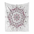 thumbnail image 1 of Purple Mandala Soft Flannel Fleece Throw Blanket, Lacy Pastel Floral with Butterfly and Lotus Design, Cozy Plush for Indoor and Outdoor Use, 50" x 70", White Pale Pink, by Ambesonne, 1 of 6
