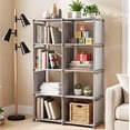 thumbnail image 4 of HONEIER Bookshelf, 8-Cube Storage Organizer, 5-Tier Open Bookcase for Bedroom Living Room Office, Gray, 4 of 9