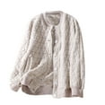 thumbnail image 1 of Yuyuzo Womens Quilted Jacket Long Sleeve Open Front Button down Coats Fall Winter Solid Color Outwear, 1 of 6