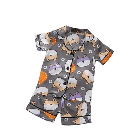 

Printed Girls Outfits Short Sleeve Sleepwear Pajamas Clothes Children Kids Spring Summer Casual Cartoon Fashion Outwear Streetwear Sets