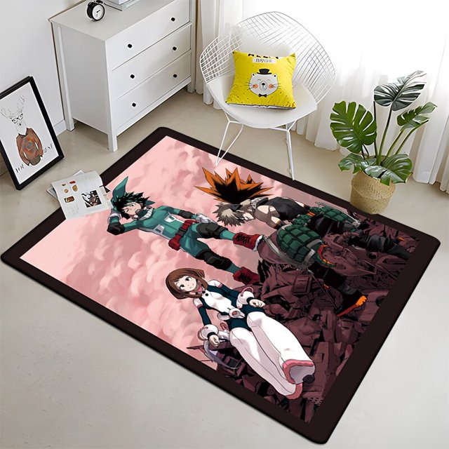 Hermosa alfombra de pintura negra Anime My Hero para sala de estar, área grande, decoración suave para el hogar, alfombra de Picnic bohemia1980x120cm (31x47 pulgadas)80x120cm (31x47 pulgadas) zhangyuxiang unisex