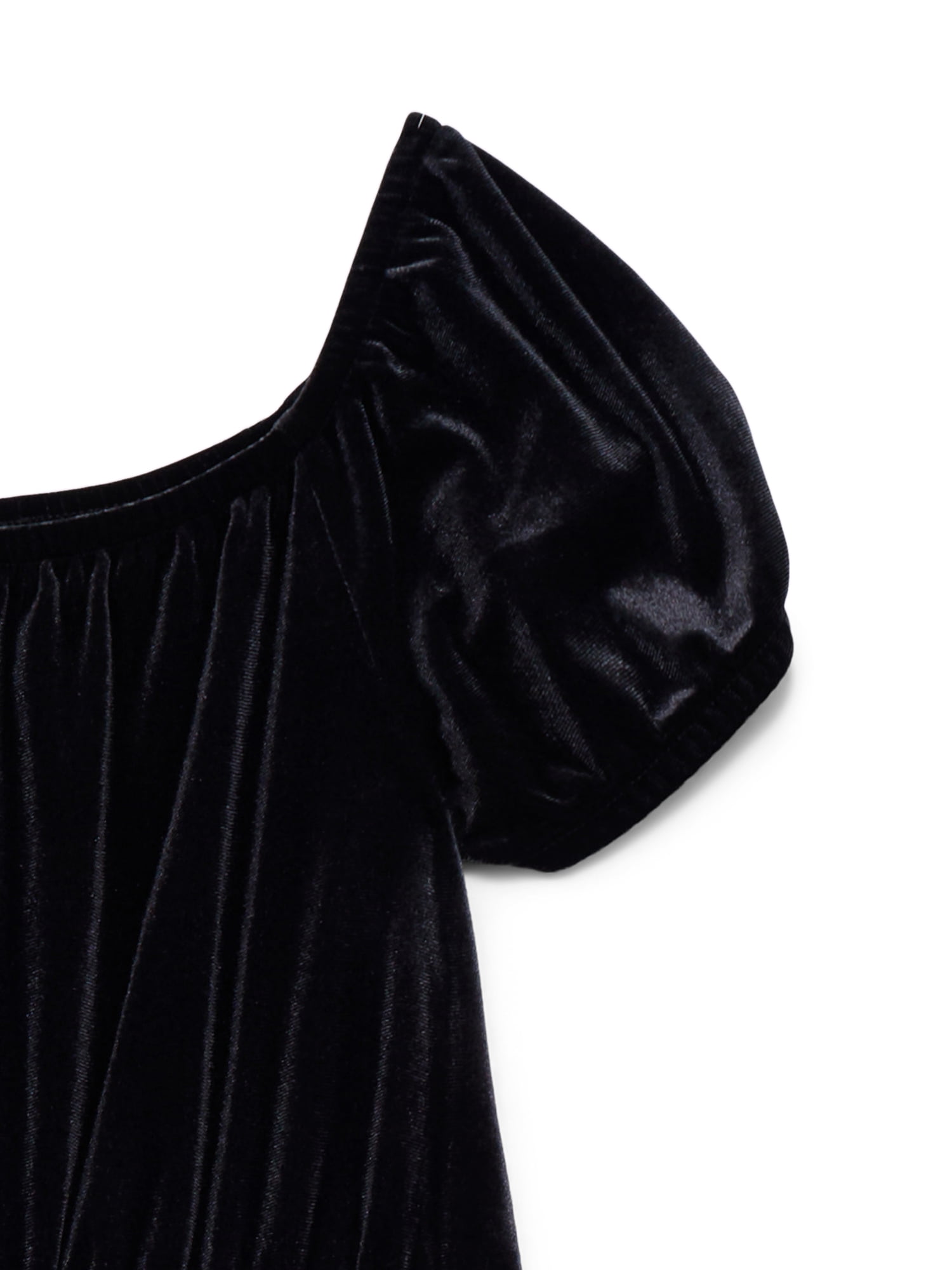 Wonder Nation Girls Velour Wide Leg Jumpsuit with Puff Sleeves, Sizes 4-18 & Plus