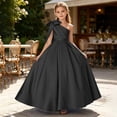 thumbnail image 2 of CHEEREAM Kids One Shoulder Dress Elegant Tulle Flower Maxi Dresses with Big Bow Girls Satin Princess Pageant Gown First Communion, 2 of 6