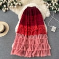 thumbnail image 2 of Tfken Women Skirts For Mardi Gras Gradient Elastic Summer Women Fashion Long Skirts For Carnival Party Soft Dress Red One Size, 2 of 3