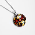 thumbnail image 4 of Thanksgiving Leaves Glass Design Circular Pendant Women's Necklace - Elegant Jewelry Piece, 4 of 5