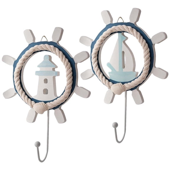 vlrwzc 2Pcs Mediterranean Style Hooks Decorative Wall Hook Nautical Coat Hanger Ocean Decor Key Hanger Hooks Beach Wall Hook Home Decoration
