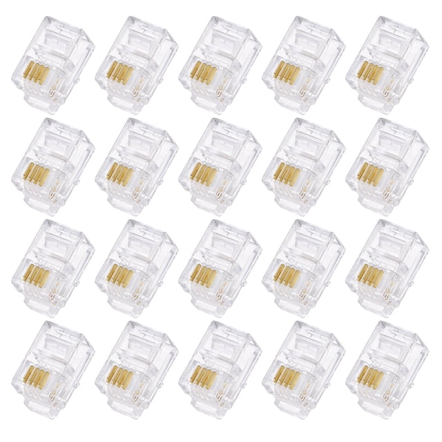 Uxcell Telephone Modular Plug Male RJ9/RJ10/RJ22 Connectors, Copper Core 4P4C Clear 20pcs