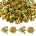 thumbnail image 1 of Uxcell 50 Paquete de Cabezas de Rosas Artificiales 1.2'' Pequeña Cabeza de Rosa de Seda Falsa para Decoraciones de Ramo de Boda Fiesta Tono Dorado, 1 of 7