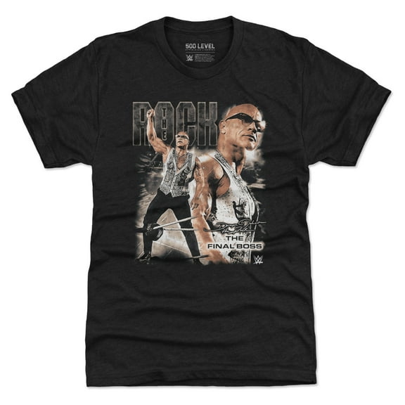 Men's 500 Level Heather Black The Rock Vintage Grunge Premium Tri-Blend T-Shirt