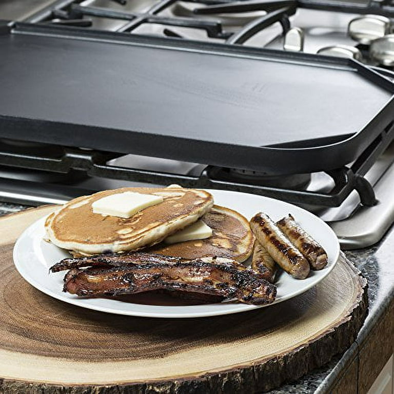 Ecolution Kitchen Extras Non-Stick Cast Aluminum Double Burner Reversible  Grill/Griddle - Black, 19.5 x 11 in - Smith's Food and Drug
