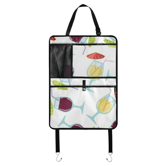 Summer cocktail seamless pattern Car Seat Back Kick Protectors,220 Pack Kick Mats with Storage Pockets for Vehicles to Protect from Dirt, Mud & Scratches