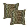 thumbnail image 1 of Housses de Coussin Décoratives en Velours Lot de 2, Housse de Coussin Carrée Douce avec Fermeture Éclair Invisible Style Ethnique Rétro Rayures, 16"x16 Pouces, 1 of 6
