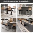 thumbnail image 5 of Hawsaiy Rattan Bar Stools Set of 6, 26" Counter Height Bar Stools with Solid Wood & Cane Back, Upholstered Velvet Kitchen Island Stools with Chrome Metal Legs & Footrest, Black, 5 of 7