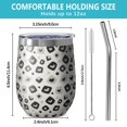 thumbnail image 5 of Leopard Print 12oz Stainless Steel Insulated Wine Tumbler with Lid and Straw – Double Wall Vacuum Mug for Hot & Cold Drinks, 304 Steel Interior, Sweat-Free Design, 5 of 5