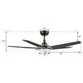 thumbnail image 3 of SMAAIR 52" Balck and Gold Ceiling Fan with Remote Dimmable LED Light 5 Blades, 3 of 8
