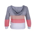thumbnail image 3 of Chandails de Mode pour Femmes Manches Longues Hiver Automne Col en V Patchwork à Capuche Décontracté Ample Pull-Over Grande Taille, 3 of 10