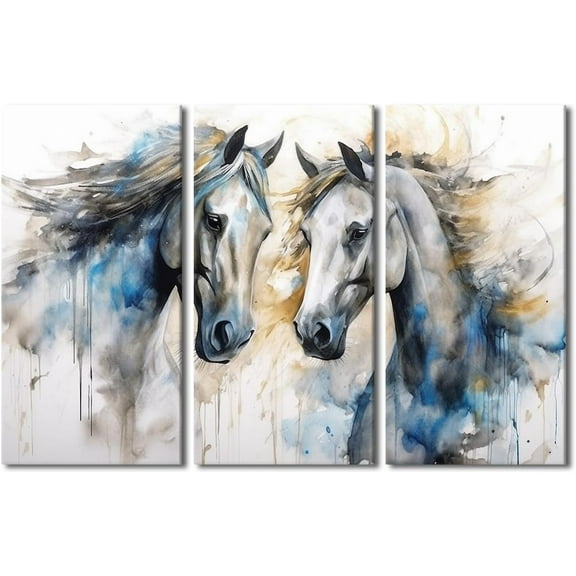 Canvas Wall Art White Brown Horse Canvas Pictures Wall Decor Farmhouse Animals Canvas Painting Rustic Artwork Canvas Prints Living Room Bedroom Bathroom Office Home Wall Decoration Unframed