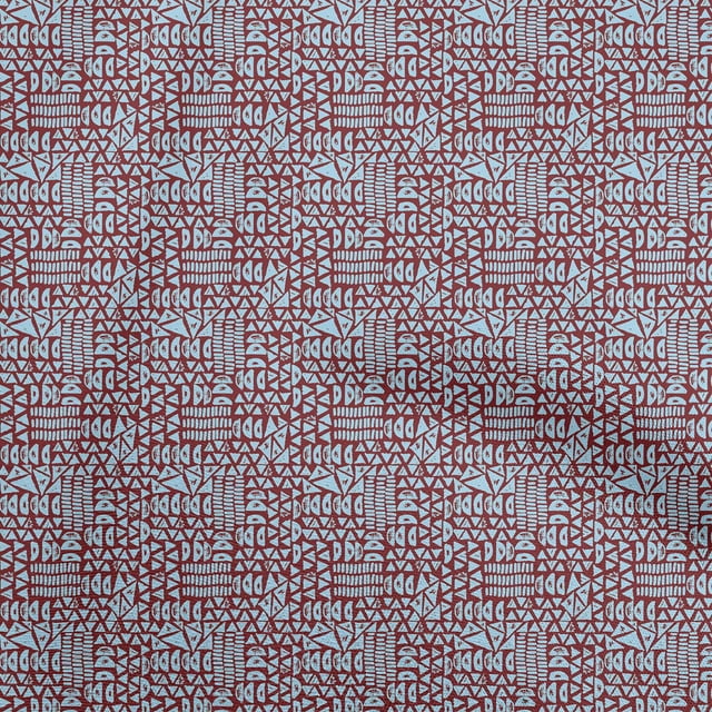 oneOone Cotton Cambric Maroon Fabric Geometric Craft Projects Decor Fabric Printed By The Yard 56 Inch Wide