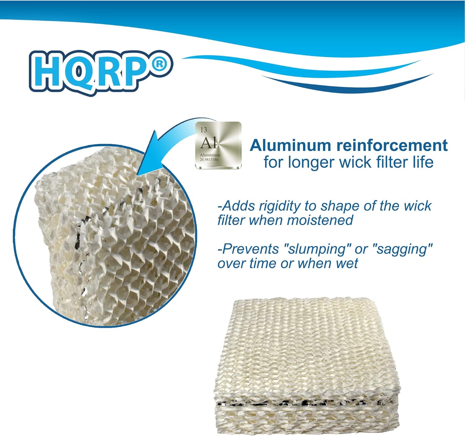 HQRP 4-Pack Humidifier Wick Filter Compatible with Duracraft AC-809 / D09-C/AC-815 / D15C, Honeywell HC-809, Lasko THF15 1115, Kaz WF-815 WF815