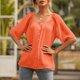 thumbnail image 4 of Camiseta Mujer Manga Corta Botón Camiseta Mujer Verano Top Blusa, L, Naranja Vogacara AP001222-11, 4 of 7