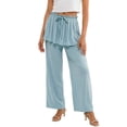 thumbnail image 3 of Noric Women Straight Leg Peplum Pants with Pockets High Waisted Drawstring Casual Summer Flowy Palazzo Pants Loose Fit, 3 of 7