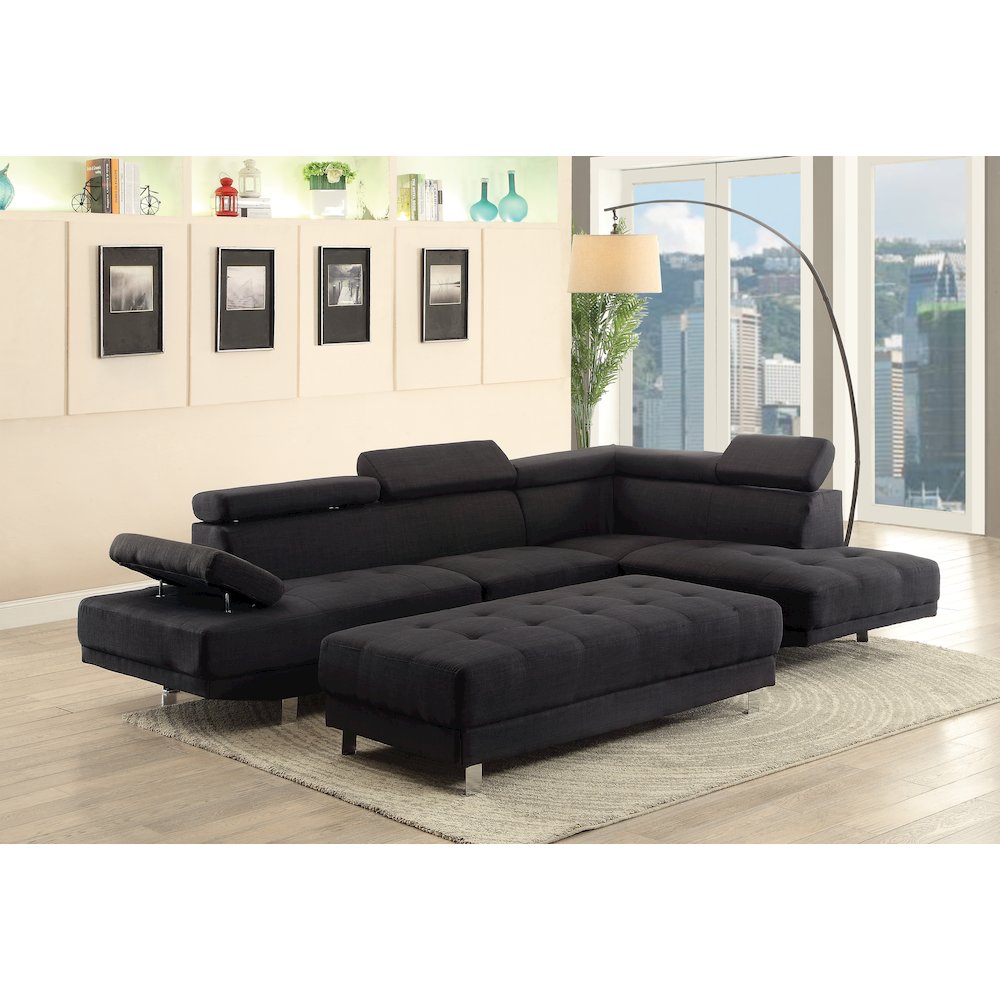 Glory Furniture Riveredge Sectional in Black Color