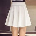 thumbnail image 3 of Women Plus Size Pleated Skirt Casual Fashion Solid Color Mini Skirt High Waist Knitting Cotton Short Skirt, 3 of 3