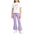 thumbnail image 2 of Xdegoge Girls Outfit 2 Piece Short Sleeve Crewneck Graphic Cute T Shirt and Bell Bottom Flare Pants Set Casual First Day Of School Daily Sets 2-14 Years, 2 of 6