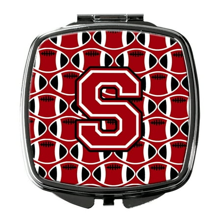 Letter S Football Red Black and White Compact Mirror CJ1073-SSCM