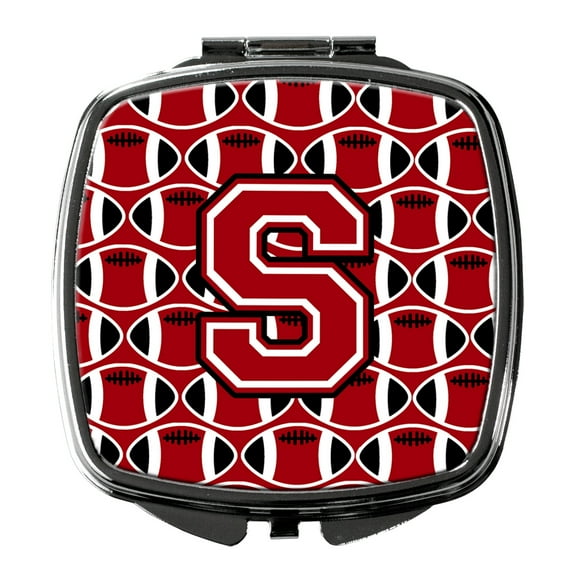 Letter S Football Red Black and White Compact Mirror CJ1073-SSCM