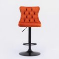 thumbnail image 2 of Swivel Velvet Bar stools, Set of 2, Modern Adjustable Counter Height Bar Stool with Nailheads Trim, Black Footrest, Button Tufted Upholstered Bar Stools for Home Pub and Kitchen Island, Orange, 2 of 9