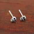 thumbnail image 3 of QQTDFG 925 Sterling Silver Tiny Skull Skeleton 3x4mm Post Stud Earrings A1138-default, 3 of 7