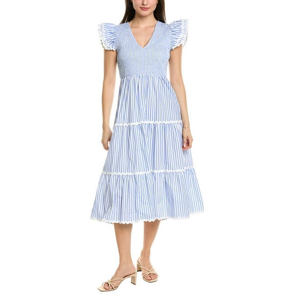 Sail to Sable womens Smocked Midi Dress, s, Blue