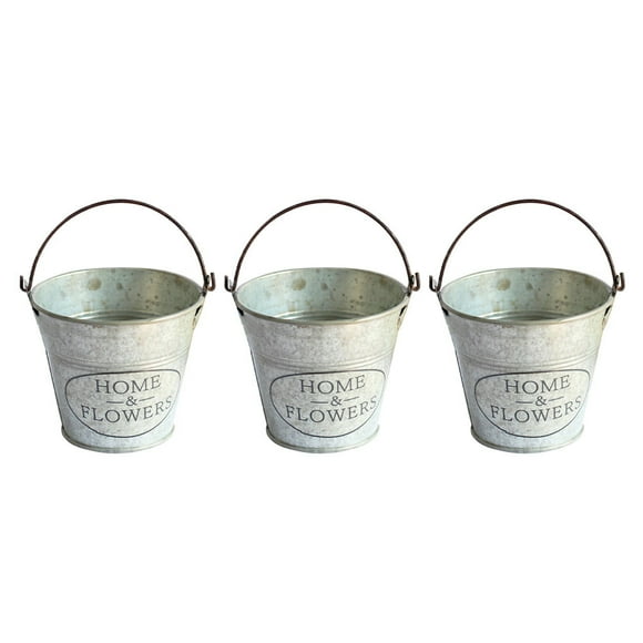 3Pcs Flower Bucket Pretty Home Decoration Retro Iron Craft Flower Container