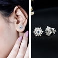 thumbnail image 3 of Rosec Jewels - Lab Grown Blue Sapphire Diamond Earrings - Flower Stud Earrings - AAAA Quality, 925 Sterling Silver, 3 of 9